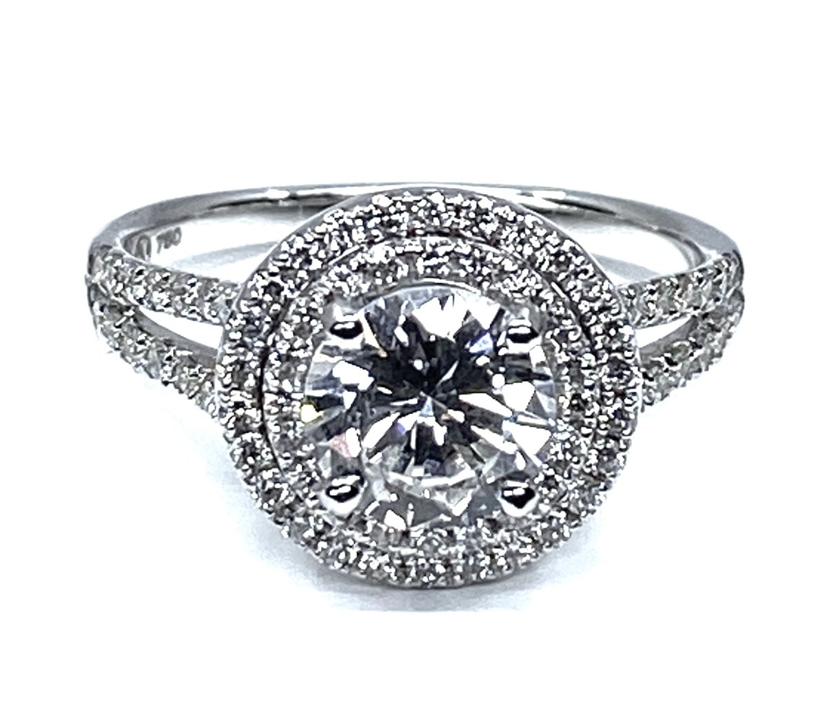 Bague en or blanc 18 carats, diamant 0,97 carat couleur E - Castafiore