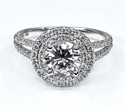 Bague en or blanc 18 carats, diamant 0,97 carat couleur E - Castafiore