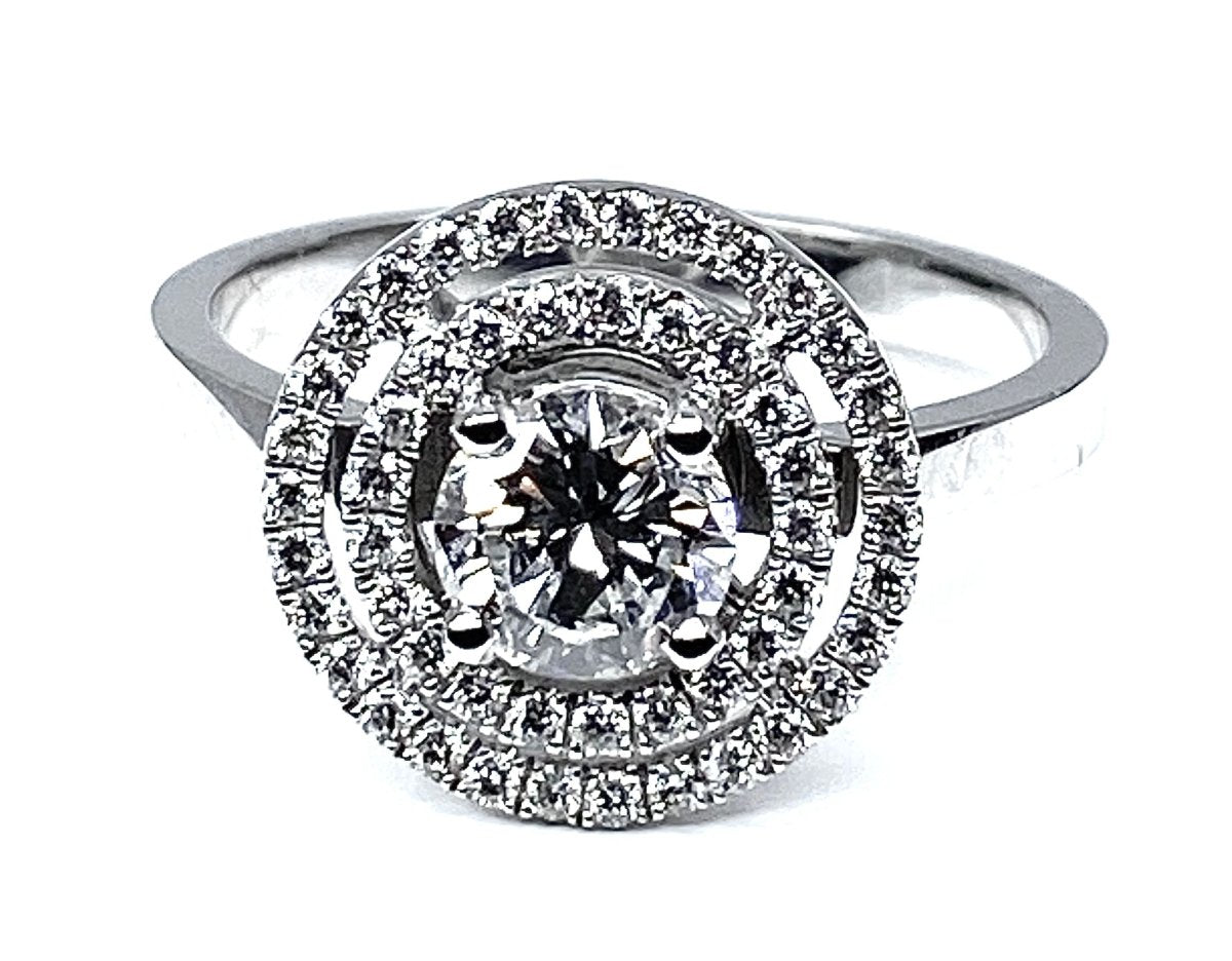 Bague en or blanc 18 carats, diamant couleur E - Castafiore