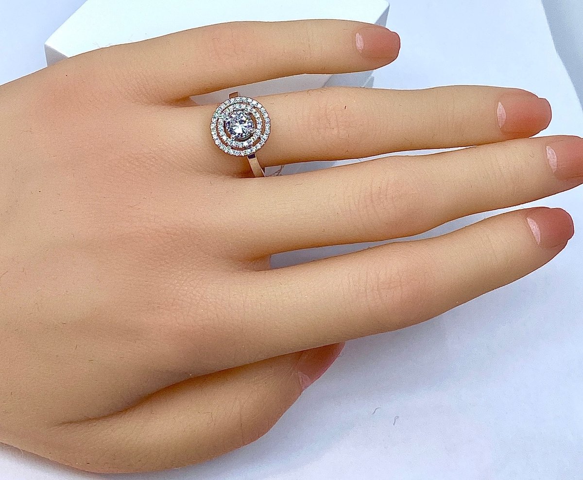 Bague en or blanc 18 carats, diamant couleur E - Castafiore