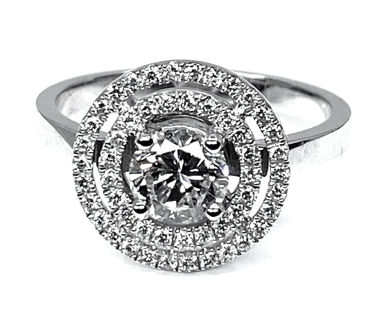 Bague en or blanc 18 carats, diamant couleur E - Castafiore