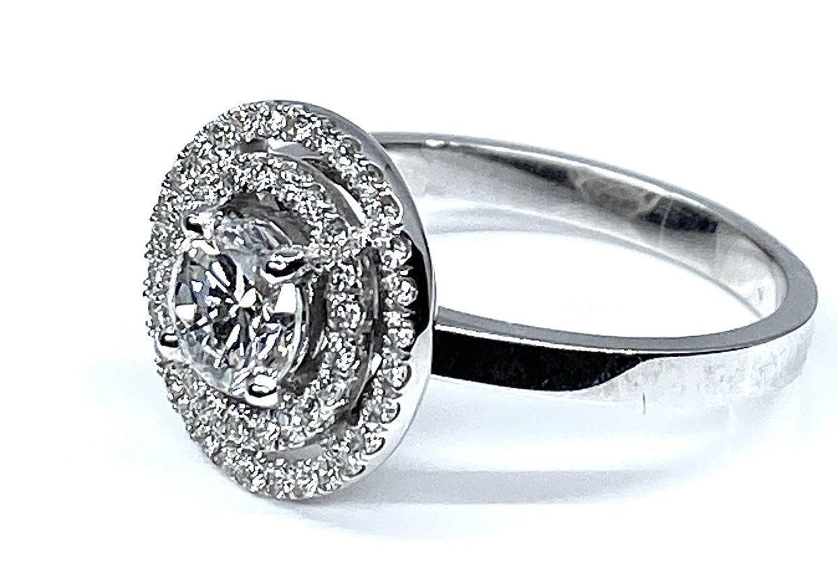 Bague en or blanc 18 carats, diamant couleur E - Castafiore