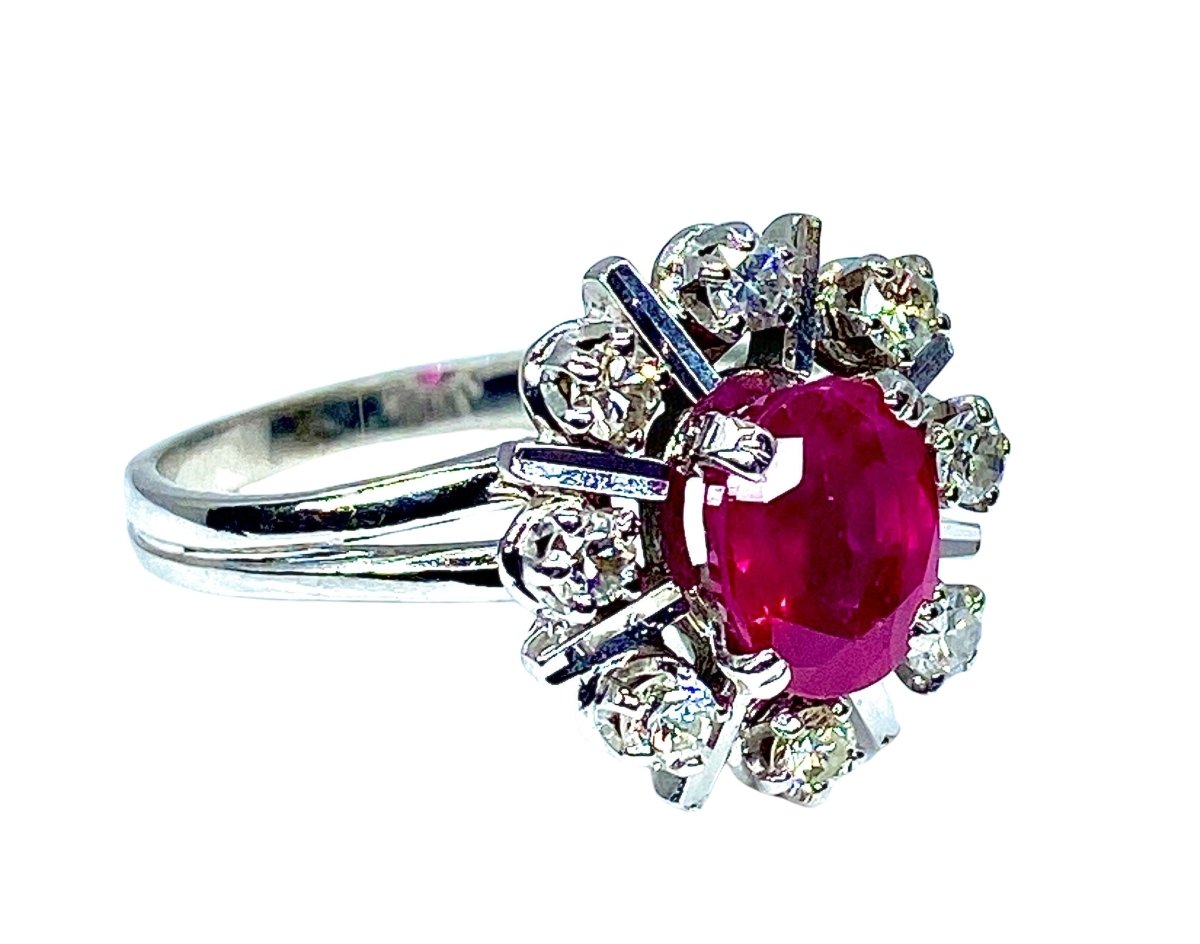 Bague en or blanc 18 carats en rubis et diamants - Castafiore