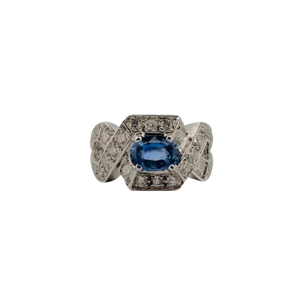 Bague en or blanc 18 carats en saphir et diamants - Castafiore
