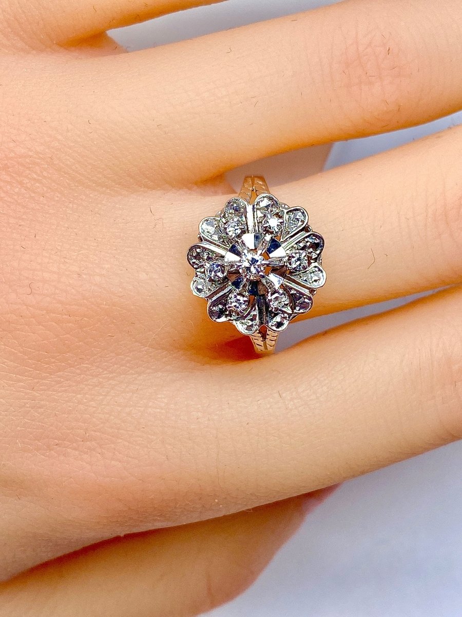 Bague en or blanc 18 carats et diamants, décor de coeurs - Castafiore