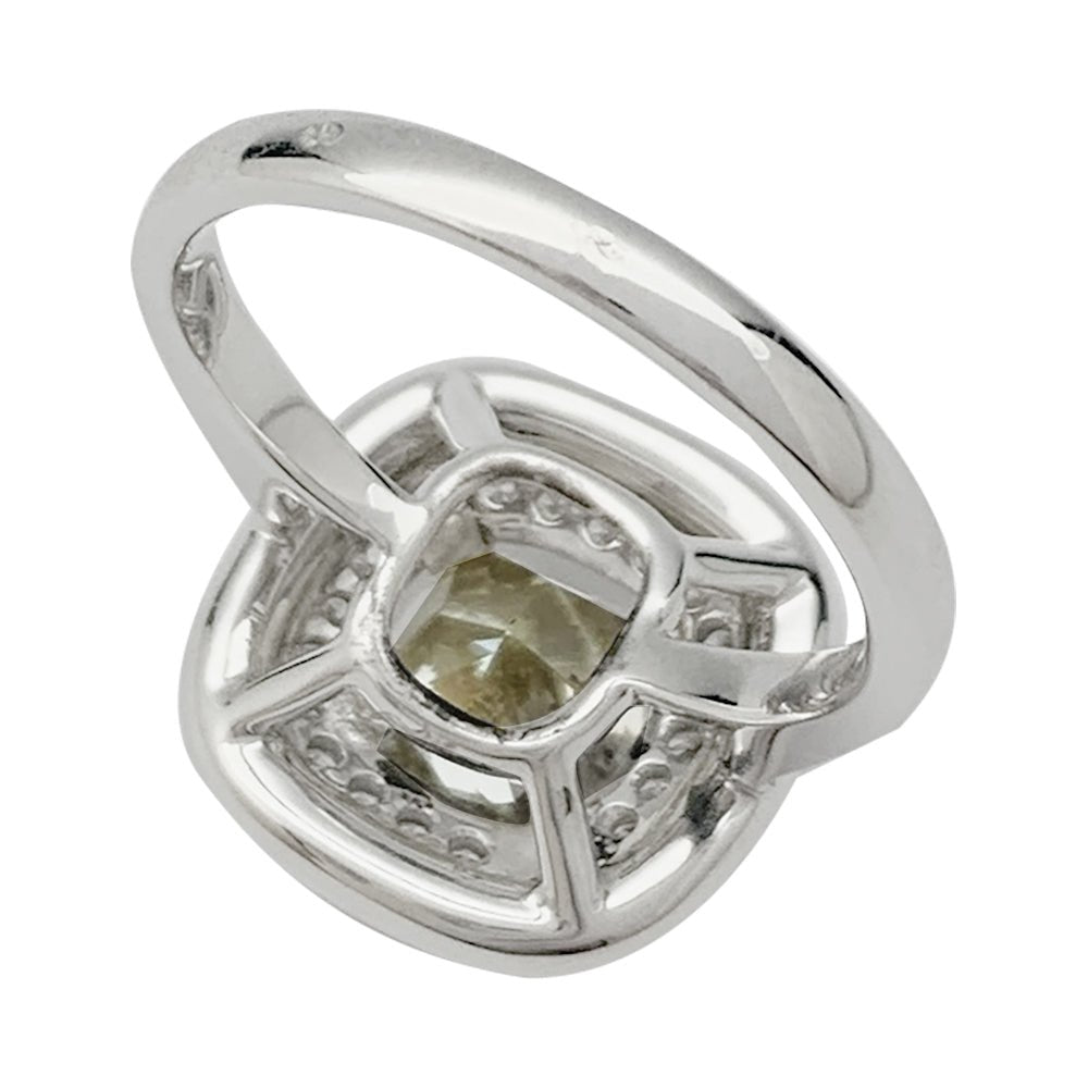 Bague en or blanc à entourage, centre diamant jaune 2,01 carats - Castafiore