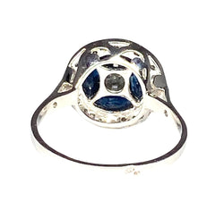 Bague en or blanc diamants et saphirs navettes - Castafiore