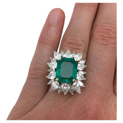 Bague en or blanc et jaune émeraude et diamants - Castafiore