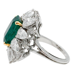 Bague en or blanc et jaune émeraude et diamants - Castafiore