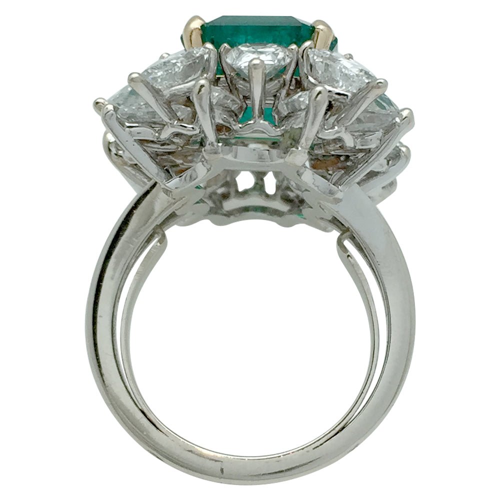 Bague en or blanc et jaune émeraude et diamants - Castafiore