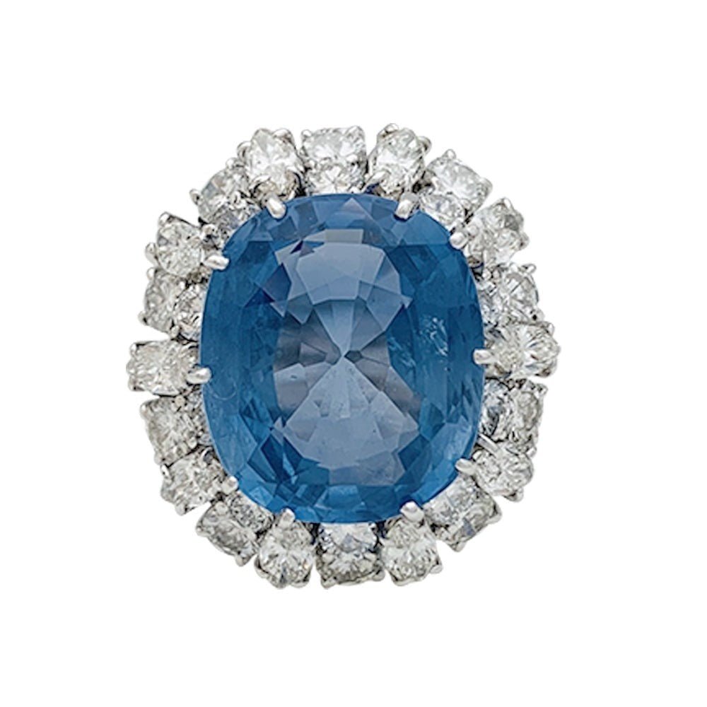 Bague en or blanc, platine, saphir et diamants - Castafiore