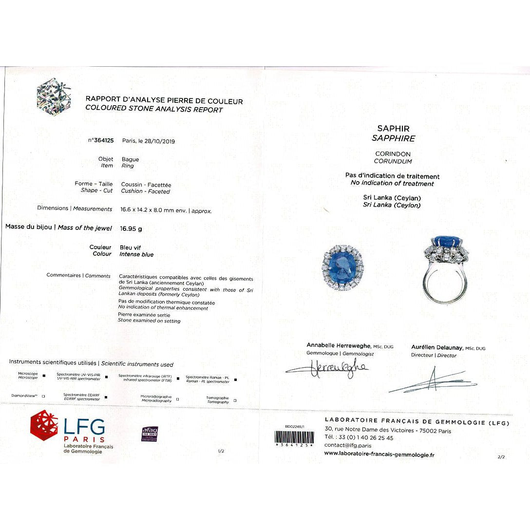 Bague en or blanc, platine, saphir et diamants - Castafiore