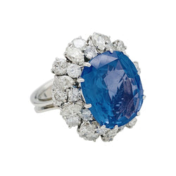 Bague en or blanc, platine, saphir et diamants - Castafiore