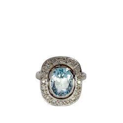 Bague en or blanc topaze et diamants - Castafiore