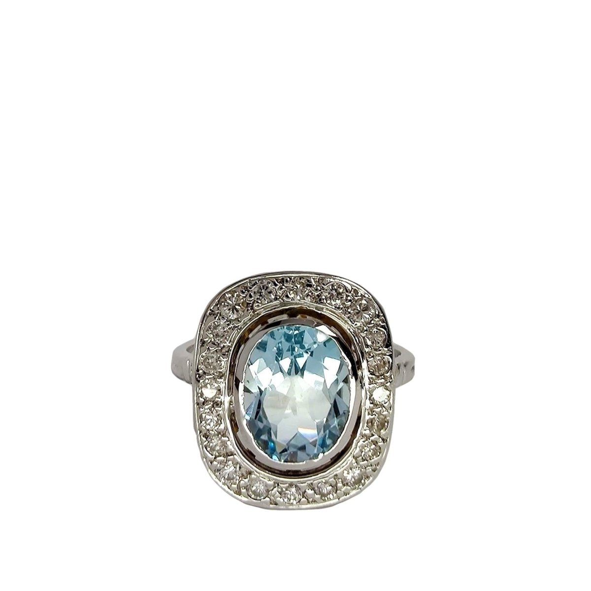 Bague en or blanc topaze et diamants - Castafiore