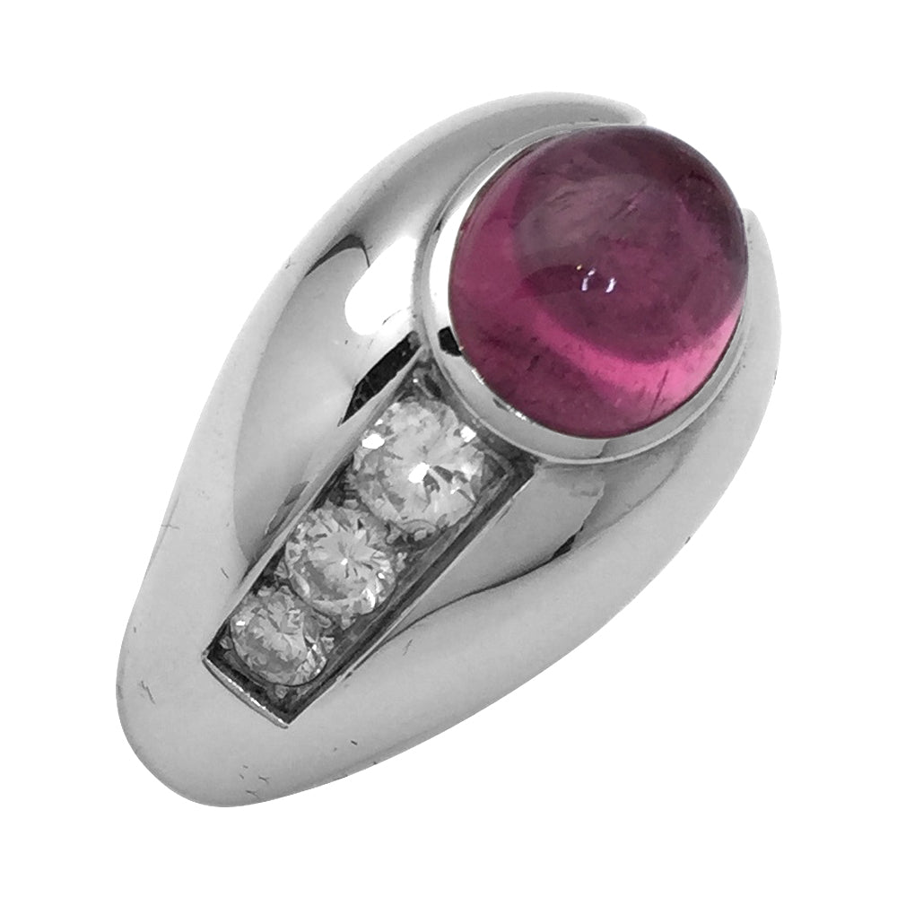 Bague en or blanc, tourmaline rose et diamants - Castafiore