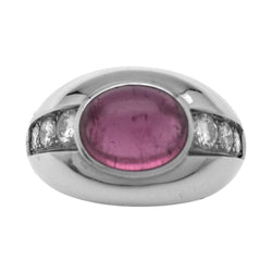 Bague en or blanc, tourmaline rose et diamants - Castafiore