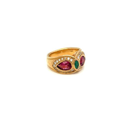 Bague en or Bulgari Emeraude Tourmaline Diamant - Castafiore