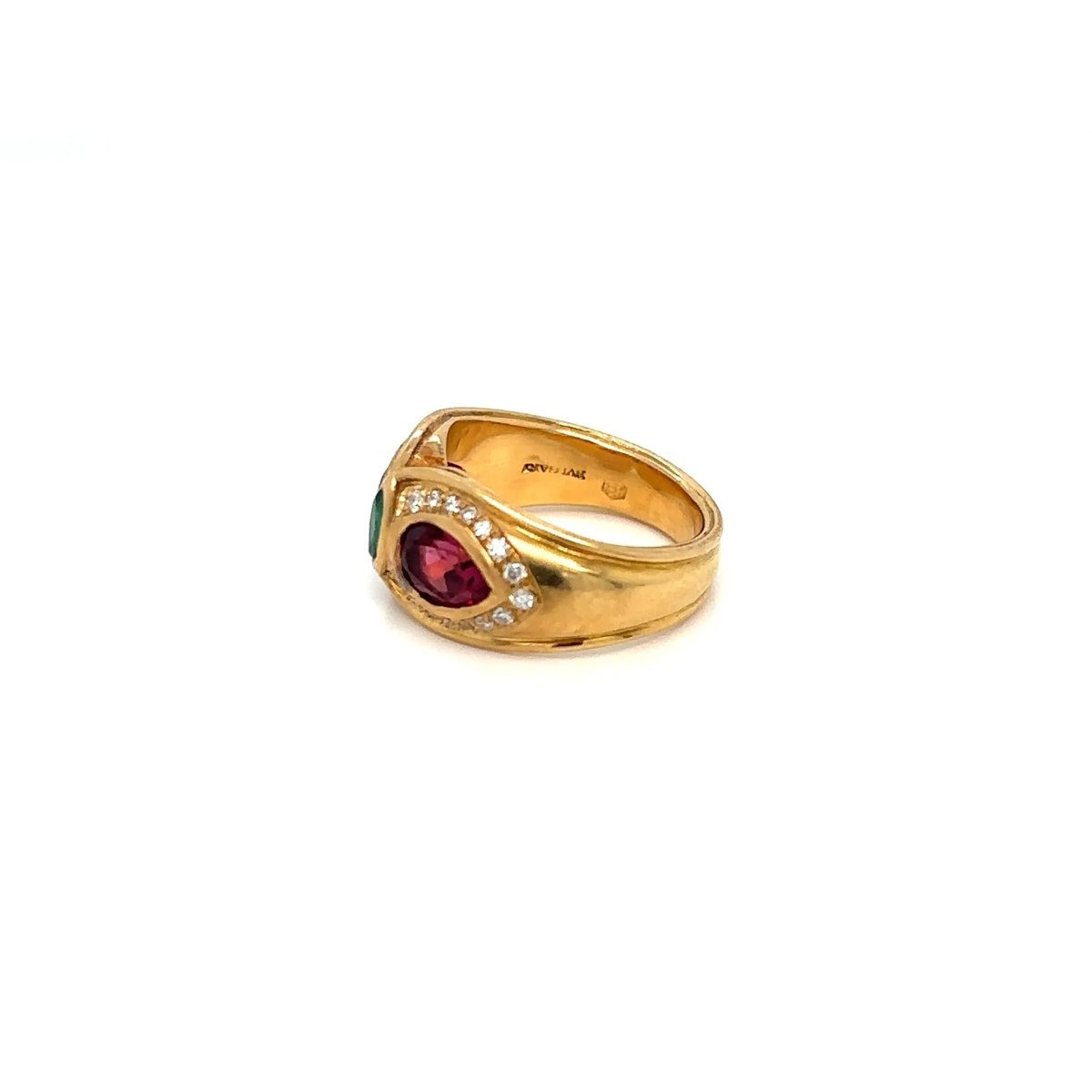 Bague en or Bulgari Emeraude Tourmaline Diamant - Castafiore