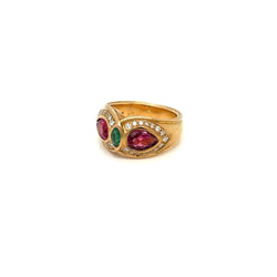 Bague en or Bulgari Emeraude Tourmaline Diamant - Castafiore