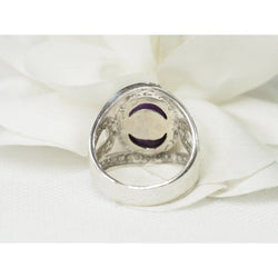 Bague en or gris, améthyste cabochon et pavage de diamants - Castafiore