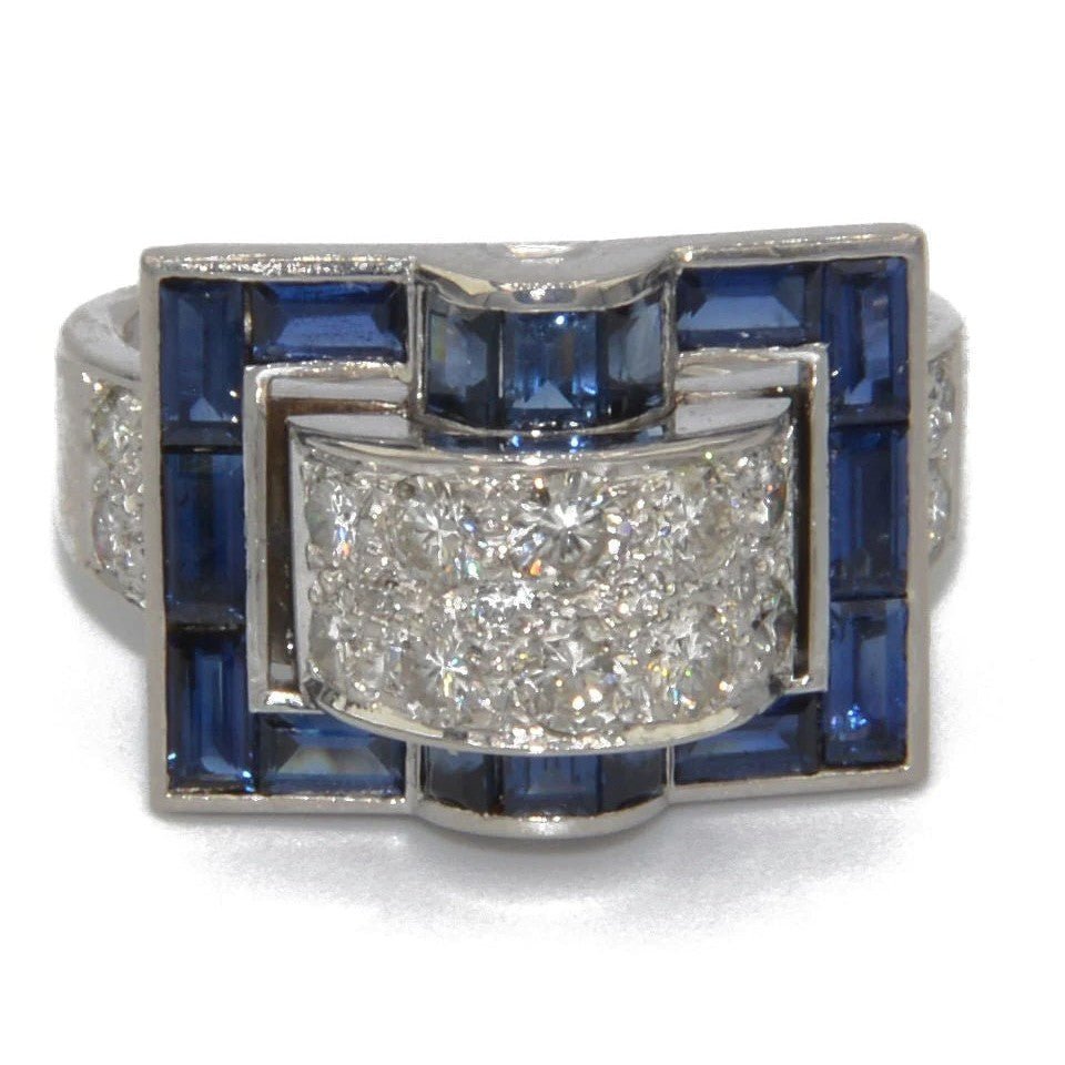 Bague en or gris et saphirs bleus calibrés - Castafiore