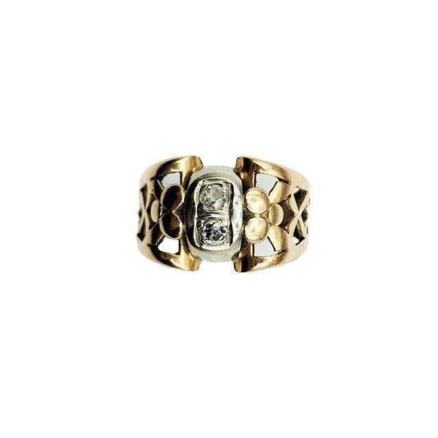 Bague en or jaune ajouré et diamants - Castafiore