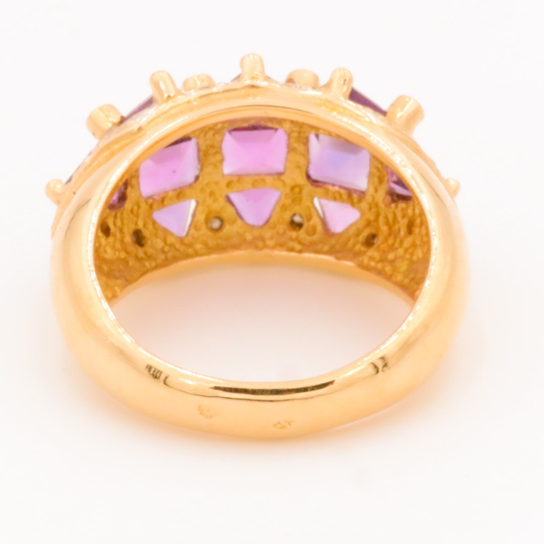 Bague en or jaune, améthystes et diamants - Castafiore