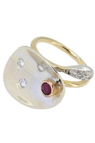 Bague En Or Jaune - Blanc Et En Rubis - Diamants - Castafiore