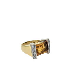 Bague en or jaune Diamants et citrine - Castafiore