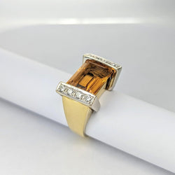 Bague en or jaune Diamants et citrine - Castafiore