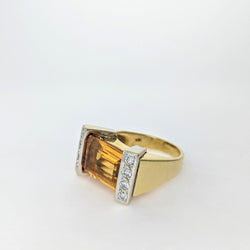 Bague en or jaune Diamants et citrine - Castafiore