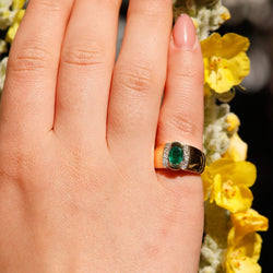 Bague en or jaune diamants et émeraude - Castafiore