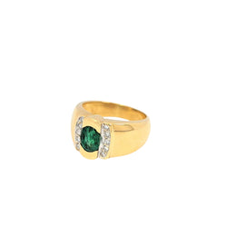 Bague en or jaune diamants et émeraude - Castafiore