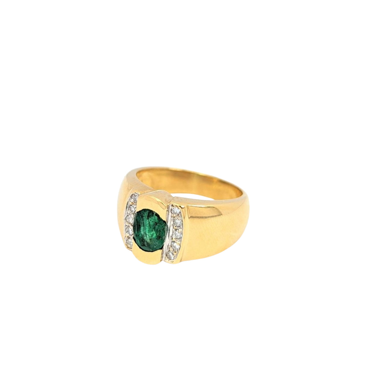 Bague en or jaune diamants et émeraude - Castafiore