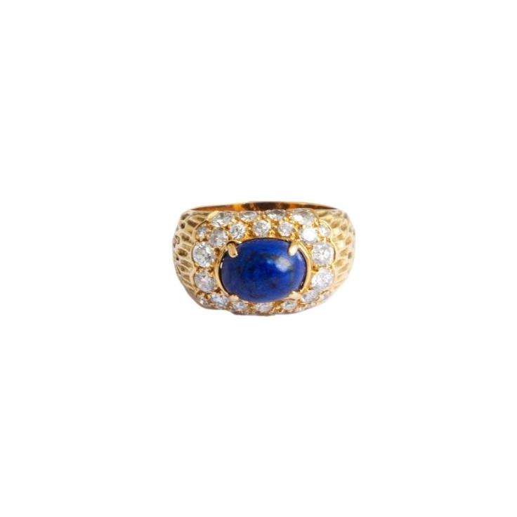 Bague en or jaune, diamants et lapis lazuli - Castafiore