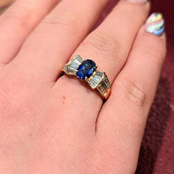 Bague en or jaune diamants et saphir - Castafiore