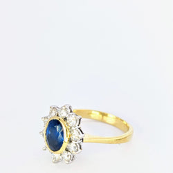 BAGUE EN OR JAUNE DIAMANTS ET SAPHIR - Castafiore