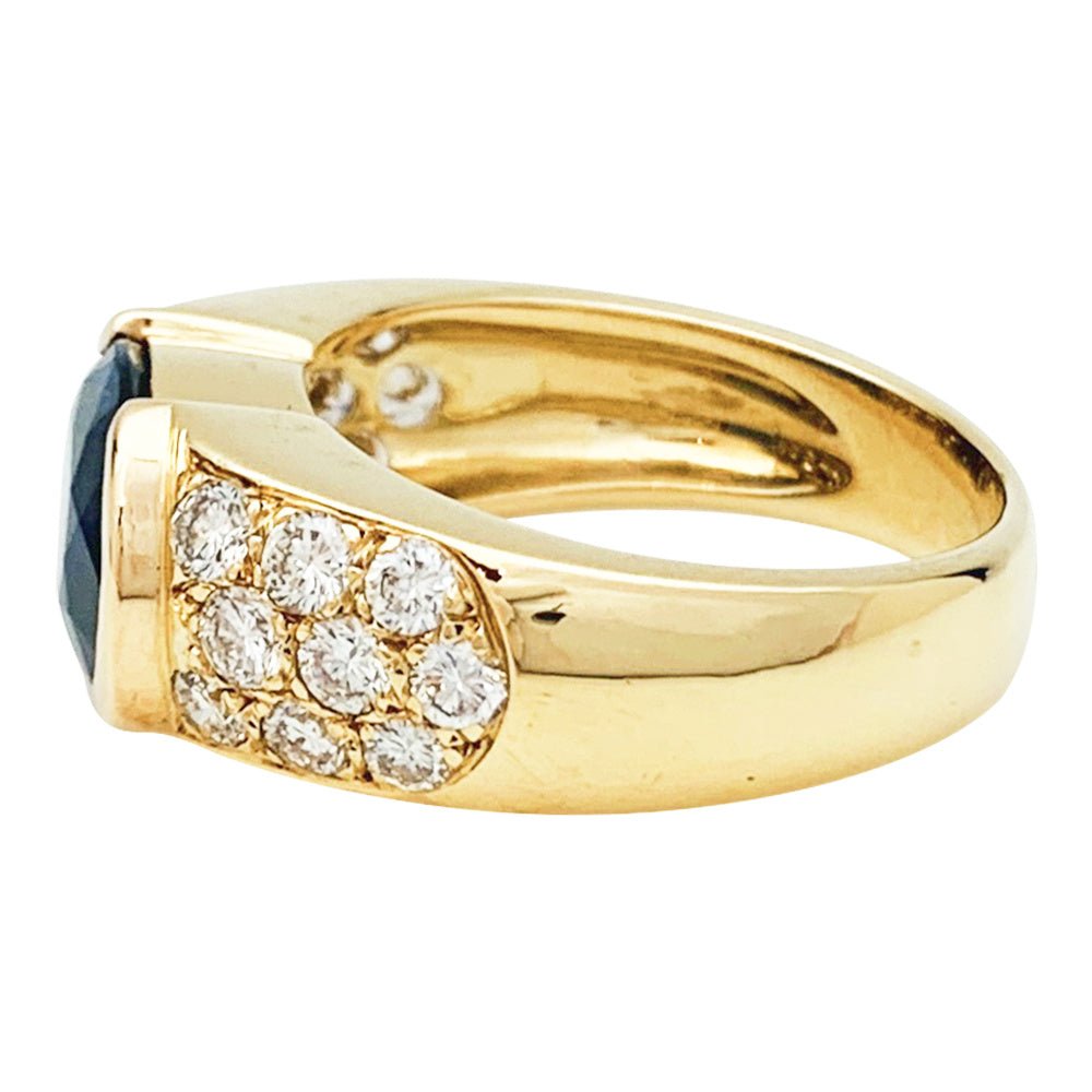 Bague en or jaune, diamants et saphir - Castafiore