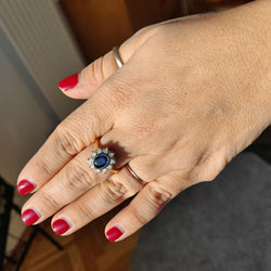 BAGUE EN OR JAUNE DIAMANTS ET SAPHIR - Castafiore