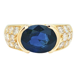 Bague en or jaune, diamants et saphir - Castafiore