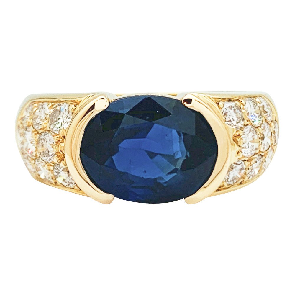 Bague en or jaune, diamants et saphir - Castafiore