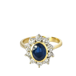 BAGUE EN OR JAUNE DIAMANTS ET SAPHIR - Castafiore