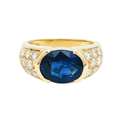 Bague en or jaune, diamants et saphir - Castafiore