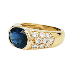 Bague en or jaune, diamants et saphir - Castafiore