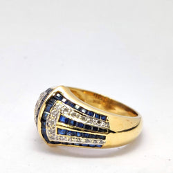 Bague en or jaune diamants et saphirs - Castafiore