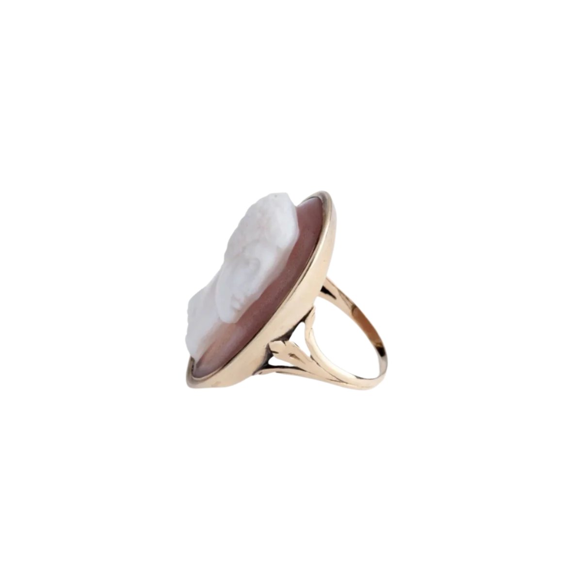 Bague en or jaune en camée agate représentant une tête d'homme - Castafiore