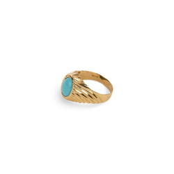 Bague en or jaune et cabochon de turquoise - Castafiore