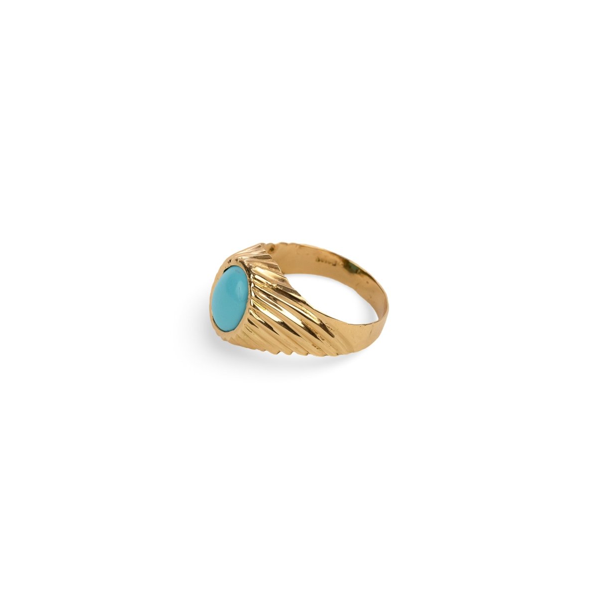 Bague en or jaune et cabochon de turquoise - Castafiore