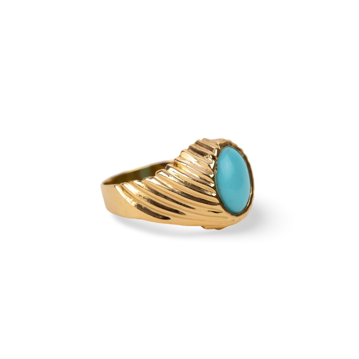 Bague en or jaune et cabochon de turquoise - Castafiore